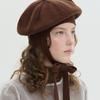 Brown Hat Tricot Ribbon Beret - Brown