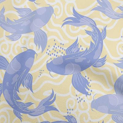 Cotton Flex Grayish Purple Fabric Asian Japanese Koifish Sewing Material Print Fabric By The Yard 40 Inch