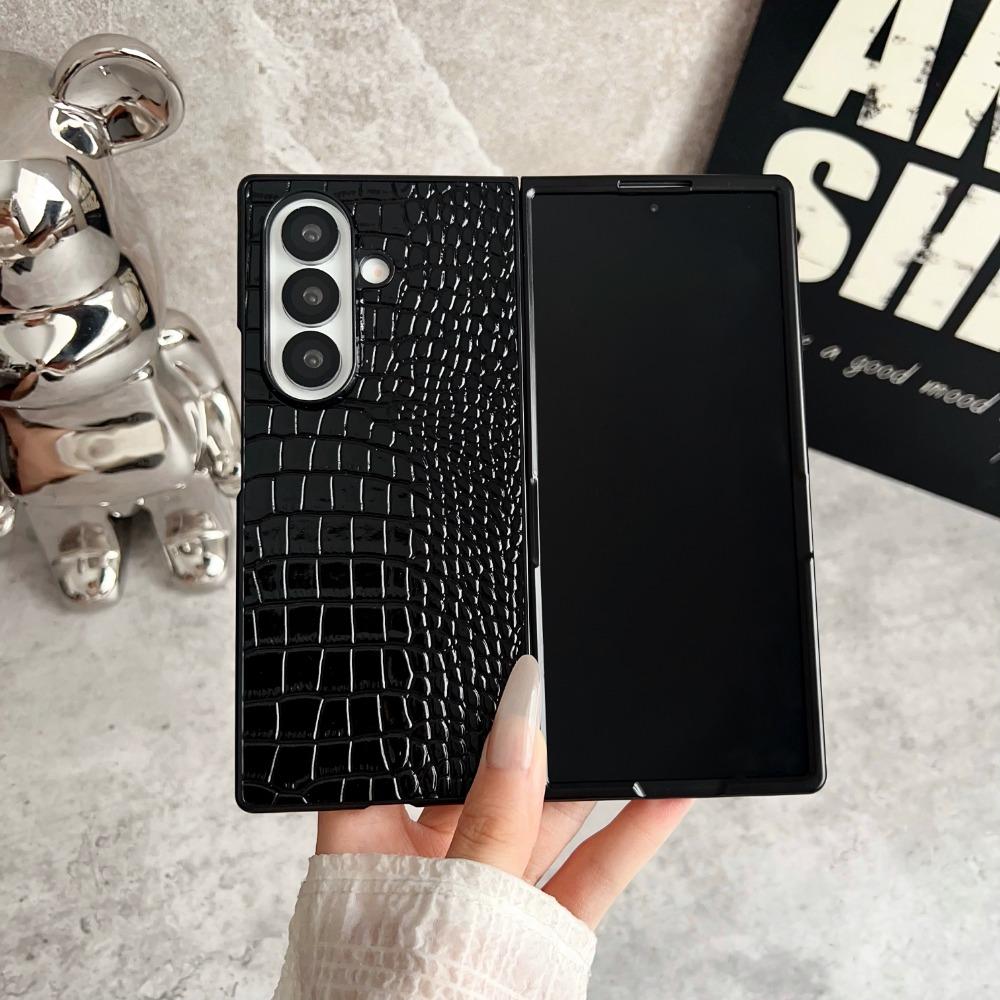 Custodia Business 2-in-1 in Pelle di Coccodrillo con Texture in Fibra di Carbonio per Samsung Galaxy Z Fold 7 6 5 4 3 Copertura Protettiva Anti-Caduta Funda