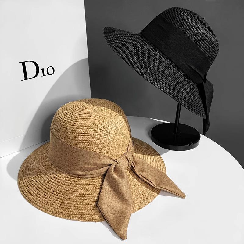 Ins Straw Hat Women Summer Travel Vacation Sun Protection Beach Sun Hat Sun Hat Bow Bucket Hat Basin Hat