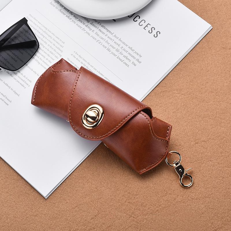 Sac à lunettes hommes et femmes avec boucle tour business commuter sac à lunettes en cuir sac de rangement résistant à l'usure marron