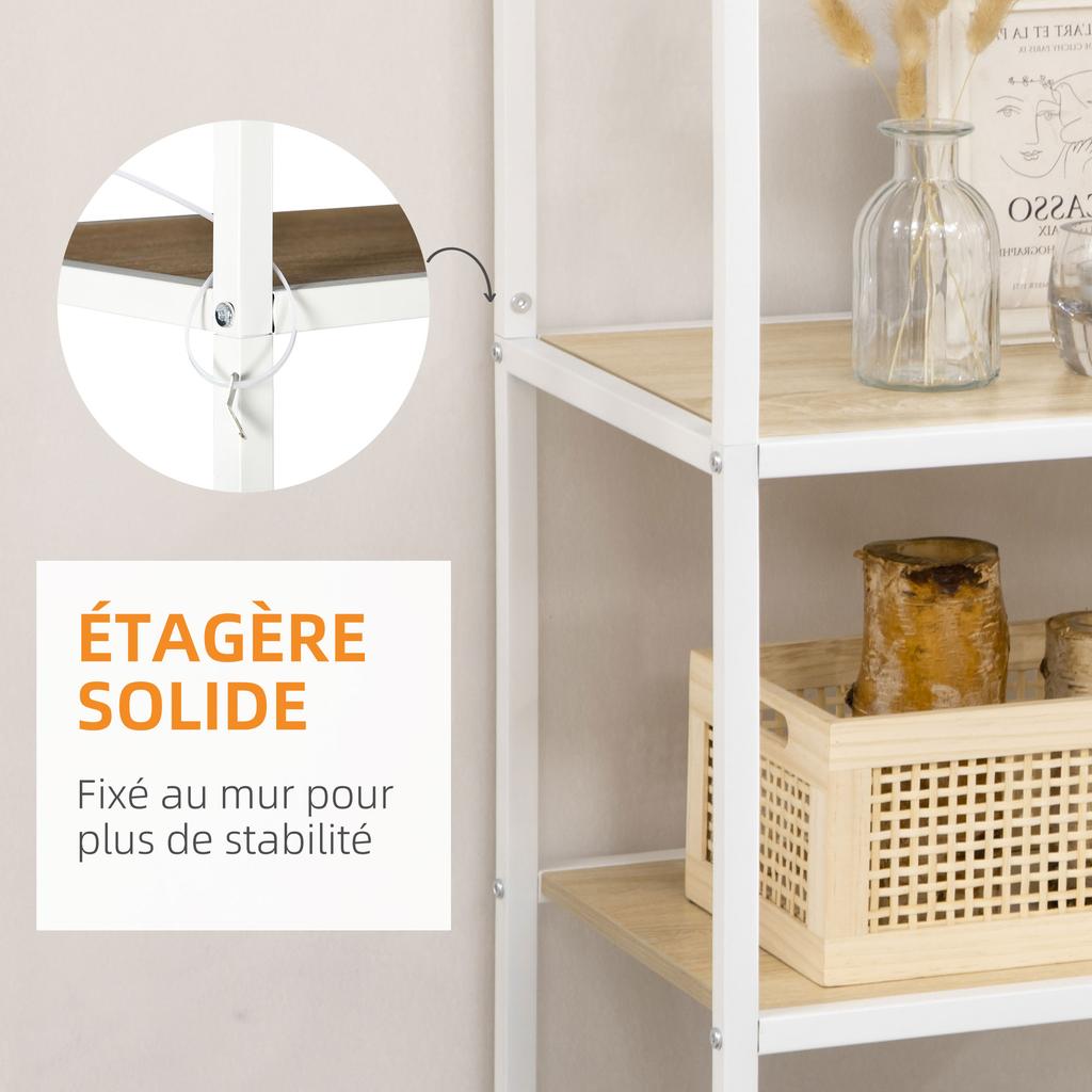 Bookcase 7-Level Storage Shelf Steel Frame Industrial Style 83 X 34 X 180 Cm Oak