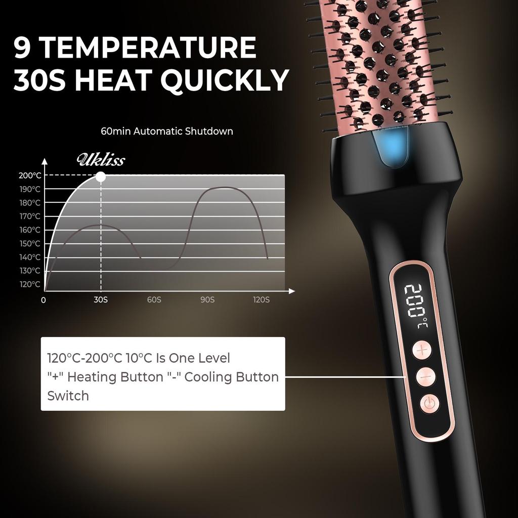 Dual-Function Negative Ion Straightening & Curling Comb with PTC Heating Elements - Gentle on Hair