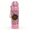 1PC Single White Daisy Flower 750ml Color Plastic Sports Water Bottle Leakproof Flip Straw Lid For Sports Office Home Use