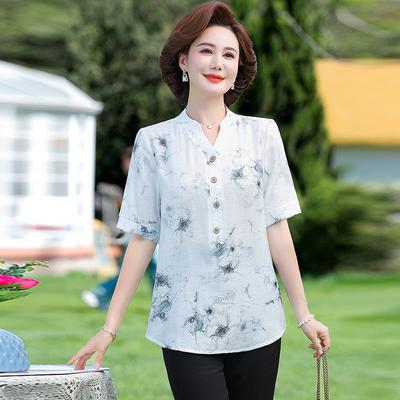 Women's Summer V-neck Pullover Large Size Loose Lightweight Short Sleeve Casual Office Short Sleeve T Shirt