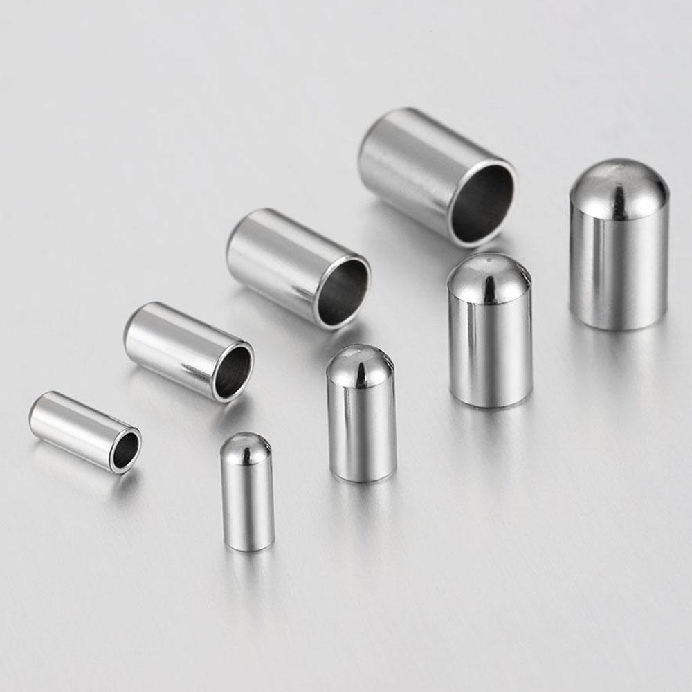 

20pcs Stainless Steel End Caps Bracelet Necklace Fastener Round Caps Leather Cord Crimp Caps Accessories for Jewelry Making DIY 2.0mm hole