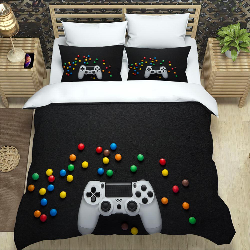 3pcs Bedding Set Gamepad Fashion Girls Boys Bed Linen Gamer Black Duvet Cover Double Queen King Quilt Covers Sets