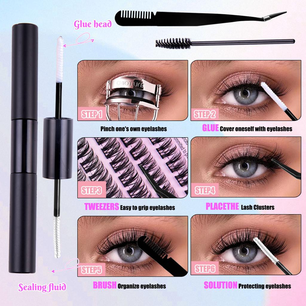 Diy Segmented False Eyelashes 12 Rows Large Capacity Glue Tweezers Set Combination Eyelashes