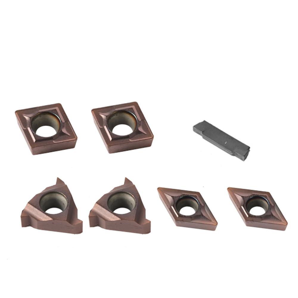 7PCS Multifunctional Carbide Inserts, Lathe Turning Tools with Various Types for High Efficiency and Life