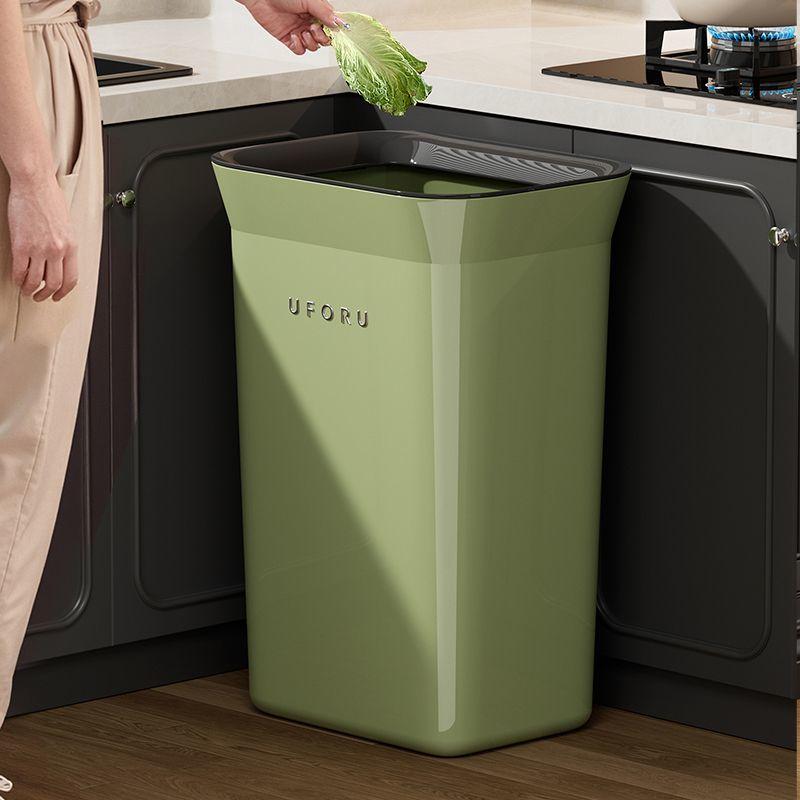 ABS Kitchen Trash Can High Stand Trash Bin with Lid No-Bend Waste Bin Large Capacity Garbage Bin