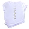 Women Summer Casual O Neck Short Sleeve Moon Print Loose Blouse T-shirt Top