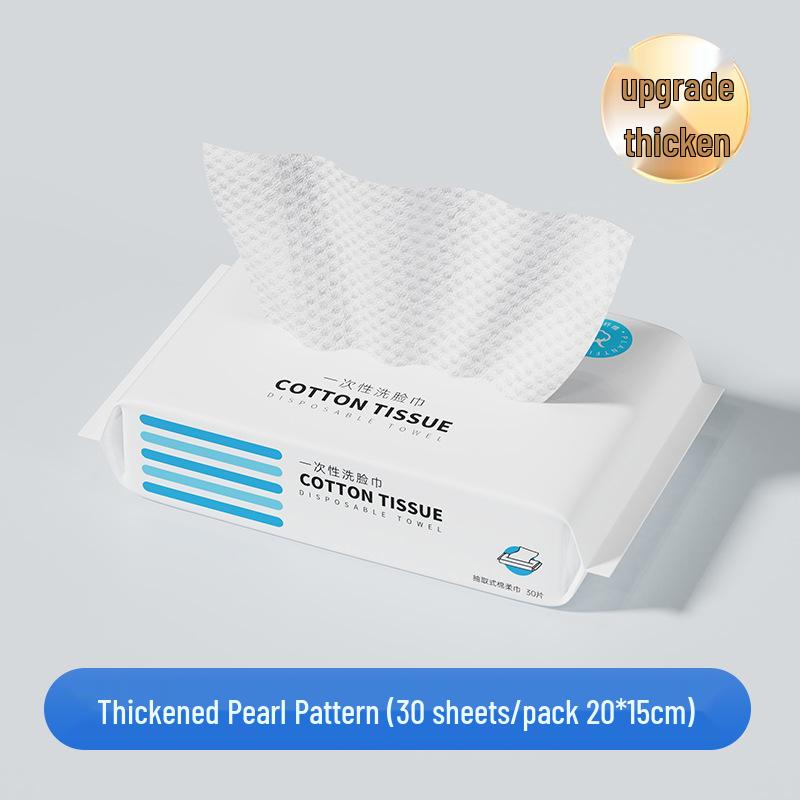 30 Pure Cotton Thick Face Wash Towels - Portable, Disposable Makeup Remover & Cleansing Wipes