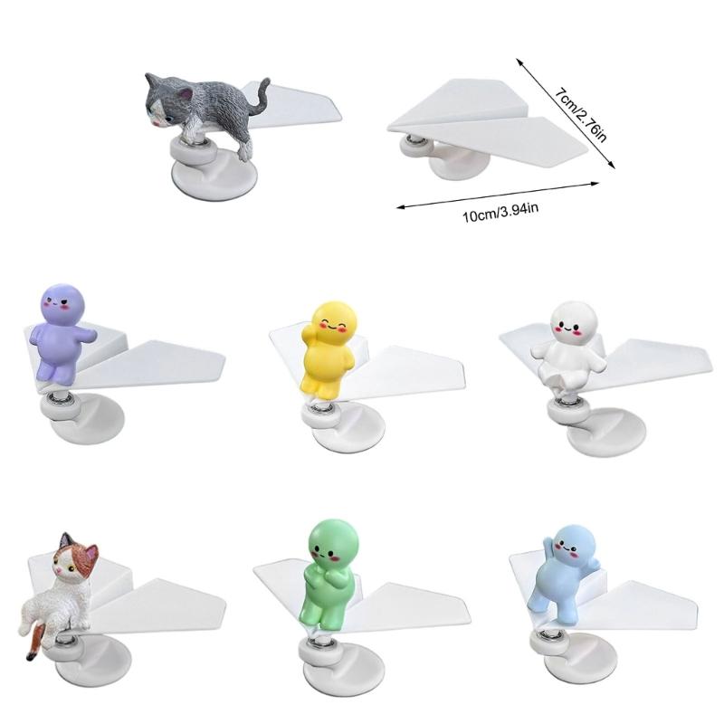 Solar Powered Rotating Airplanes Car Accessory Dashboard Decoration ABS Craft with Secure Silicone Mount for Long Travel