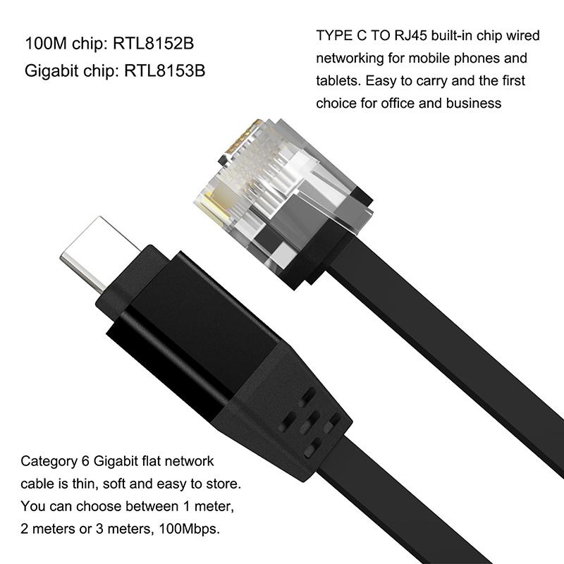 1000M Type-C To Rj45 Connecting Cable Phone Wired Network Adapter For Iphone For Ipad Laptop Tablet For Samsung Huawei Xiaomi