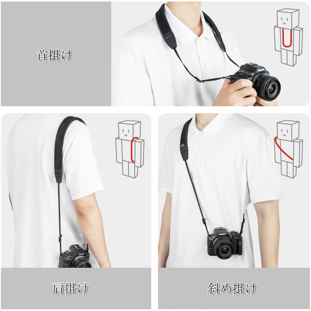 JJC Slim Camera Neck Strap for Sony Fujifilm X Canon EOS PowerShot and Other Cameras with a Thin Significantly Reduces and Prevents Adjustable ZV-E10