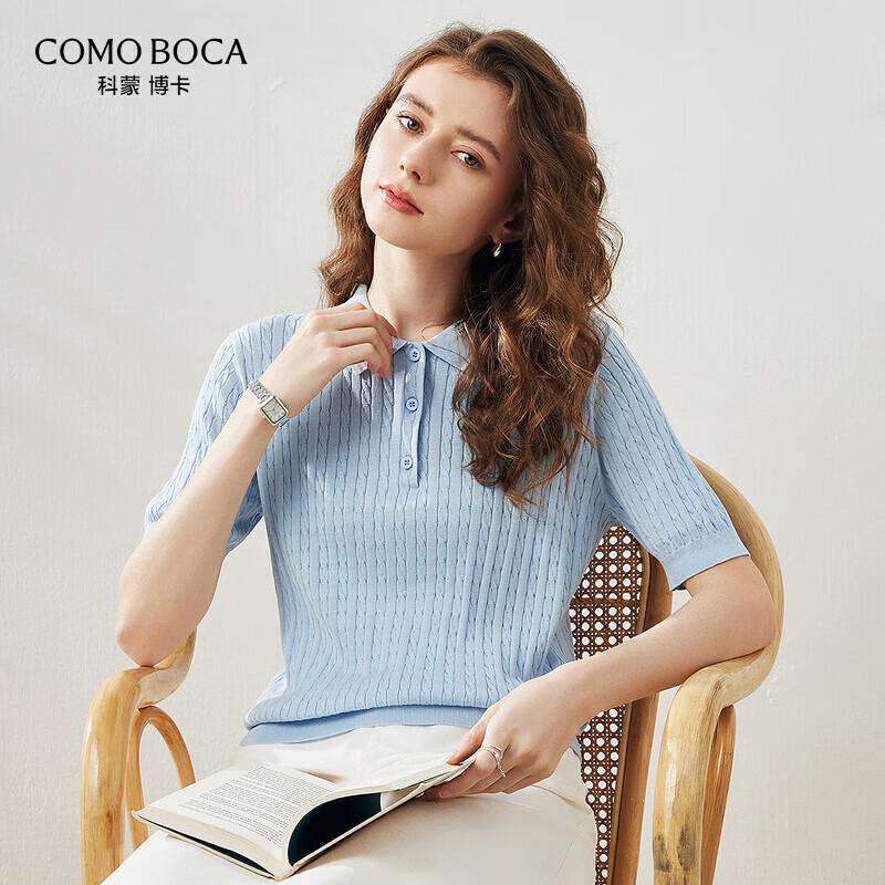 Женский топ-поло из смесовой шелковой пряжи Mulberry 2XL светло-синий