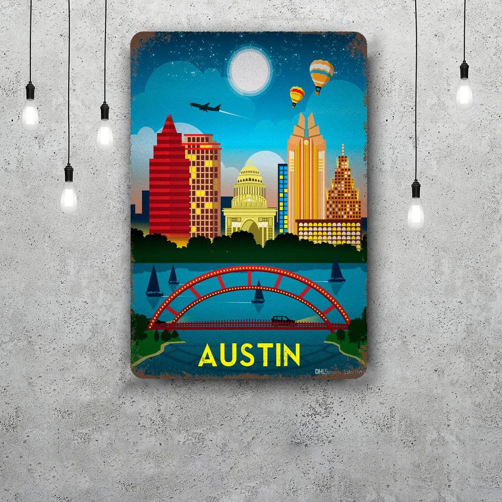 city Retro Vintage Tin Sign Poster Decorative Plaque Metal Plate Wall Decor