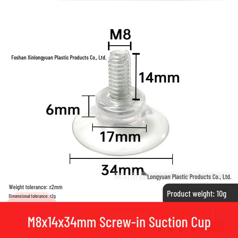 M4-M8 Transparente PVC-Saugnapf mit Gewindestange