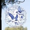 Hand Painted Blue Floral Swallow Wind Chime Outdoor Garden Patio Decor Weatherproof 2D Art with 360 Rotating Hook Holiday Decoration