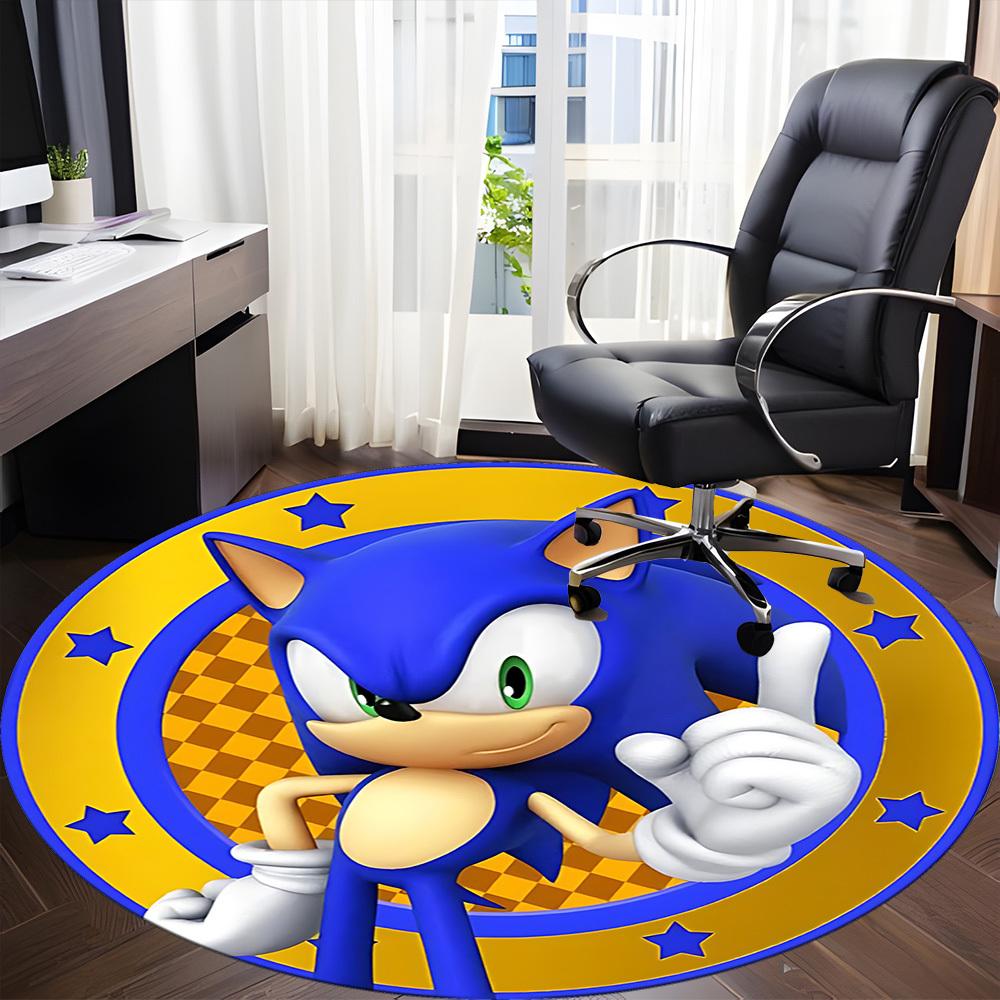 1pc Sonic Adventure Office Round Area Rug, Indoor Mat Suitable For Office, Under Office Chairs Bedroom Living Room Home Decor, Room Deco