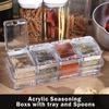 4 Piece Clear Seasoning Box Set Storage Container Condiment Jars for Spice Salt Sugar Cruet Seasoning Rack Spice Pots with Cover