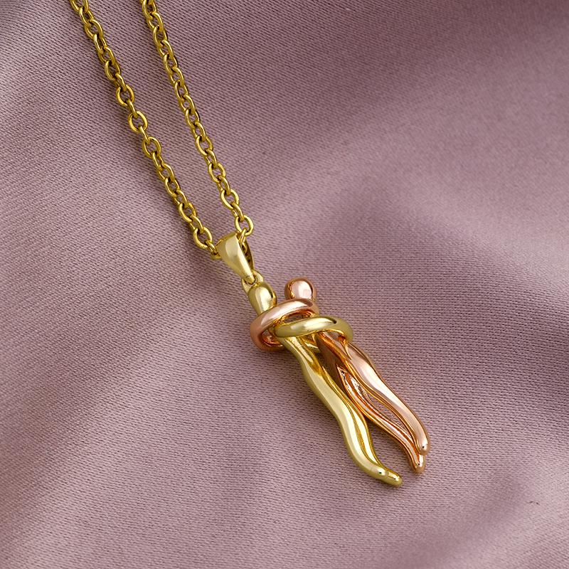 Fashion Stainless Steel Chain Gold Plated Copper Lovers embrace Pendant Necklace Charm Female Party Birthday Anniversar Jewelry