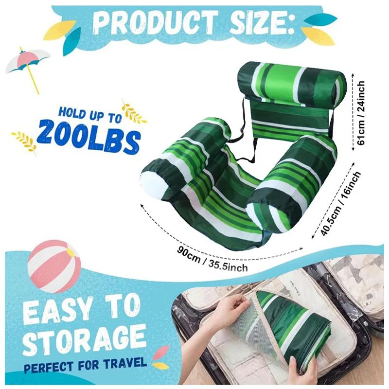 Summer Adult Inflatable Floating Water Hammock Lounger Portable Foldable Recliner Float Chair Lightweight Accessory For Swimming