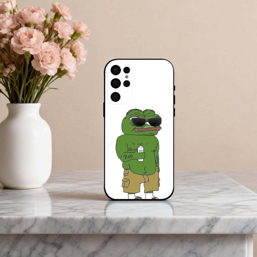 Funny P-Pepe the F-Frog Phone Case For Samsung S25,S24,S21,S22,S23,S30,Ultra,S20,Plus,Others Soft Black Case