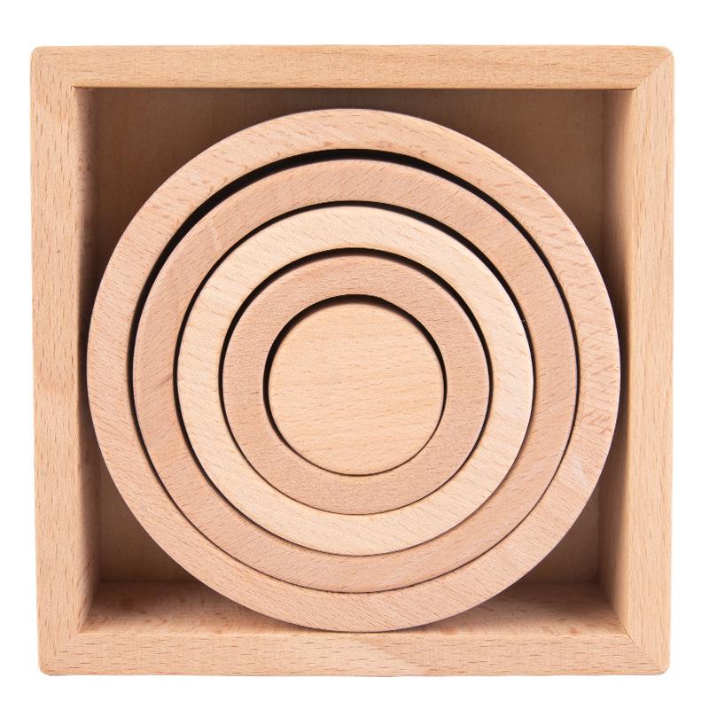 Beechwood Rainbow Stacking Blocks: Educational Toy for Color and Shape Recognition in Kindergarten Children