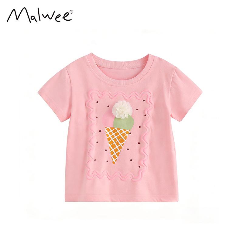 Malwee Sommarset för flickor med T-shirt och byxor med resår i midjan