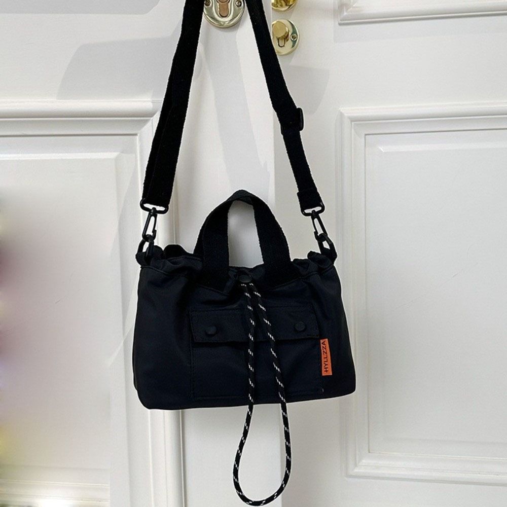 Cloth Nylon Crossbody Bag Contrast Color Drawstring Bucket Bag Fashion Shoulder Pouch  Students