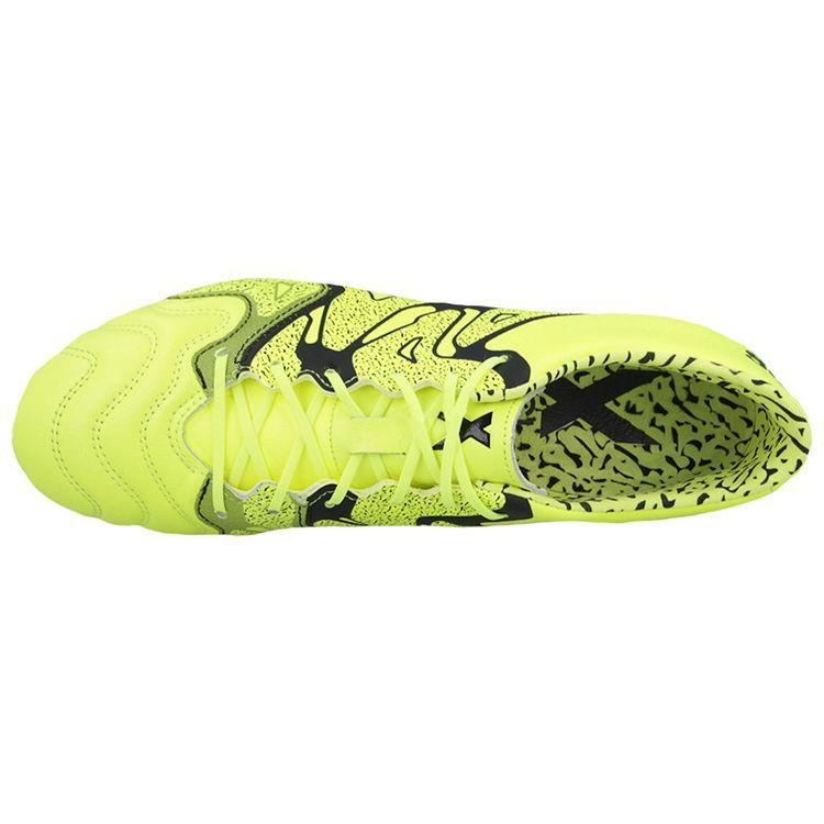 Adidas X 15.1 FG Leather Round Toe Lace-Up FG (Rubber Long Studs) Durable Soccer Shoes Men Soccer Shoes Fluorescent-Yellow B26979