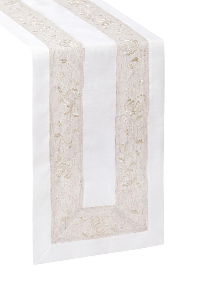 Tablecloth runner 85x85 embroidered linen-like