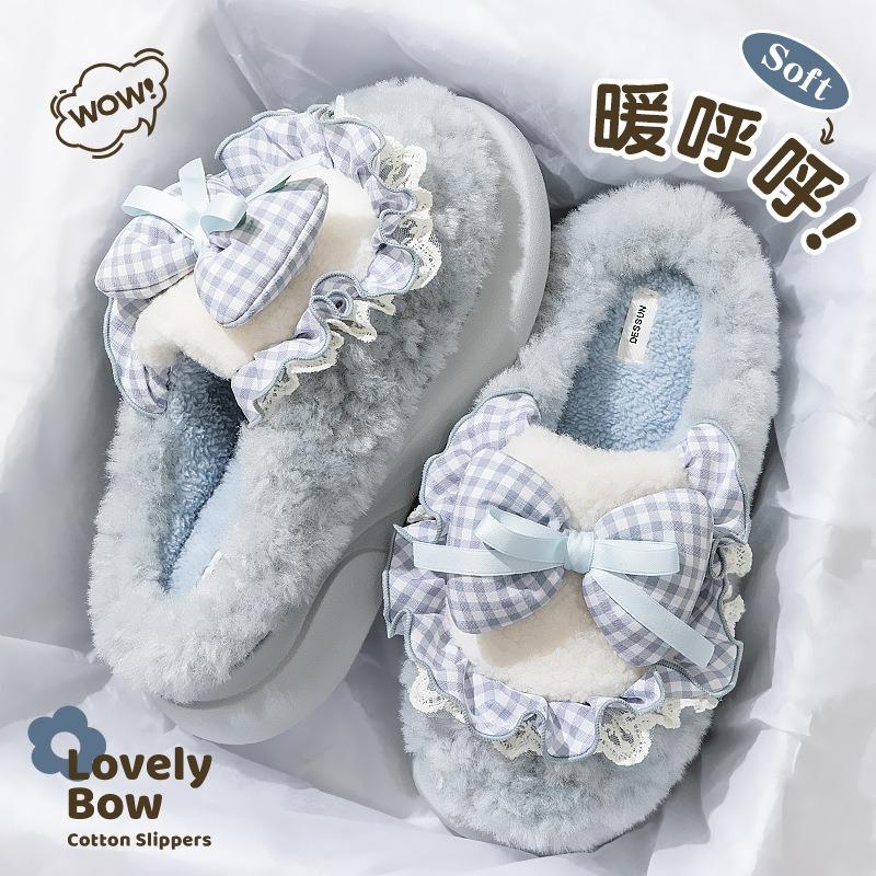 Cotton Slippers Women's Autumn and Winter New Indoor Home Thick-soled Warm Plush Confinement Shoes
