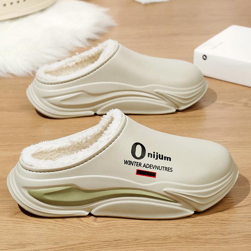 Winter Men Women Warm Slippers Cotton Slippers Outdoor Indoor Warm Shoes Waterproof Mens Couple Home Bedroom Plush Warm Slippers