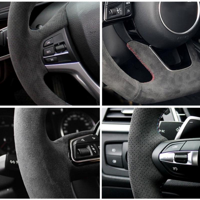Car Steering Wheel Cover Suede 100% Fit For Porsche Taycan Boxste Panamera Macan Cayenne 718 911 9YA 971 Car Accessories