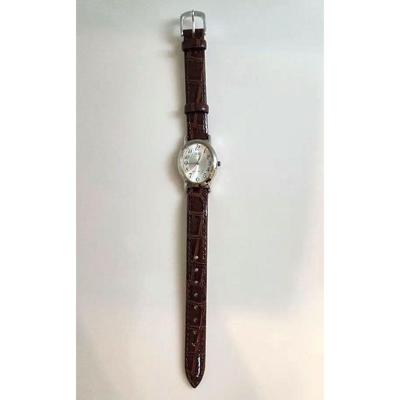 Used Available for Immediate Shipping: Q&Q Quartz Watch with Brown Leather Strap for Women