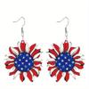Independence Day Earring Memorial Day Earring Fashion Colorful Flag Sunflower Acrylic Earrings for Women Holiday Earrings