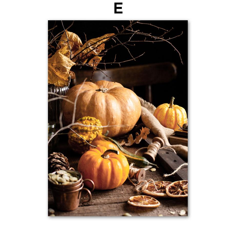 

Настенная картина на холсте, листья дерева, тыква, кролик, деревня, осенние постеры на скандинавскую тему и принты, настенные панно для гостиной, декор A4 21X30cm No Framed