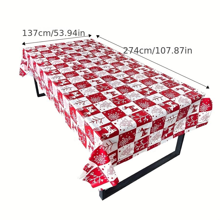 1pcChristmas Tablecloth Elk Christmas Tree Snowflake Red Disposable Tablecloth Party Dining Table Decoration Tablecloth