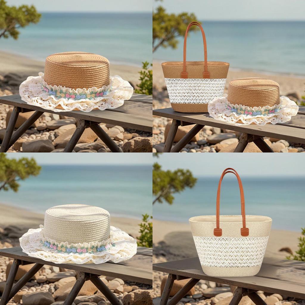 Womens Wide Brim Straw Hat With Breathable Weaving For Sun Protection And Resort Wear