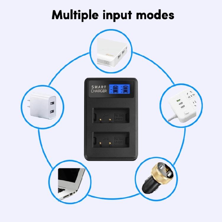 LP E17 LCD Screen Battery Charger, Dual Channel for  EOS Rebel T6i 750D