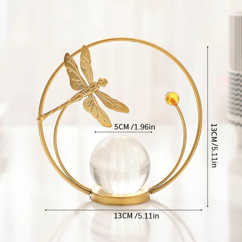 

Nordic Luxury Butterfly Crystal Ball Ornaments Wrought Iron Geometric Decor Living Room Bookcase Home Desktop Decoration Crafts