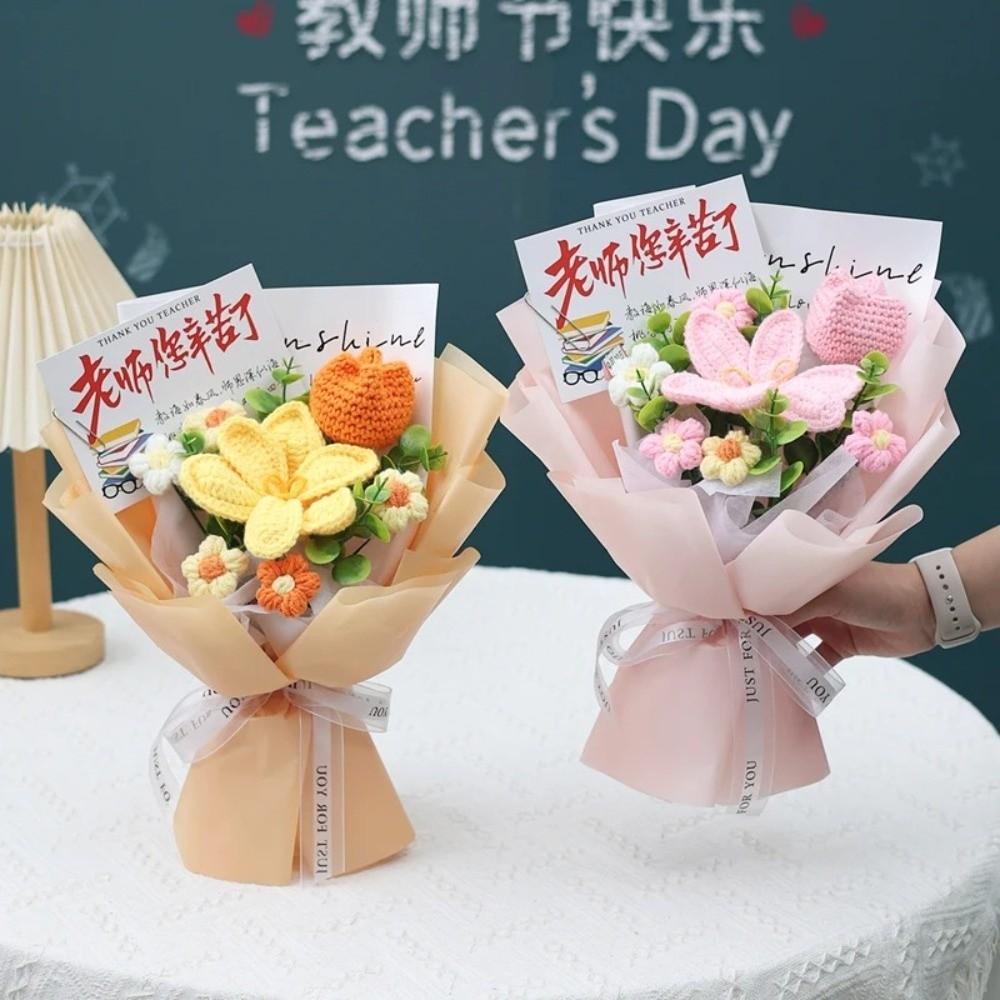 Woven Knitted Flower Sunflower Artificial Flowers Quality Preserved Flower  Mother's Day Gift
