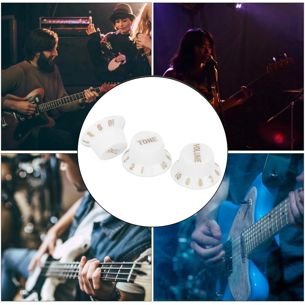 3 Stück Gitarren-Reglerknopf 1 Lautstärke 2 Klangfarbe Passend Top Kunststoff Set Kit für E-Bass GD73