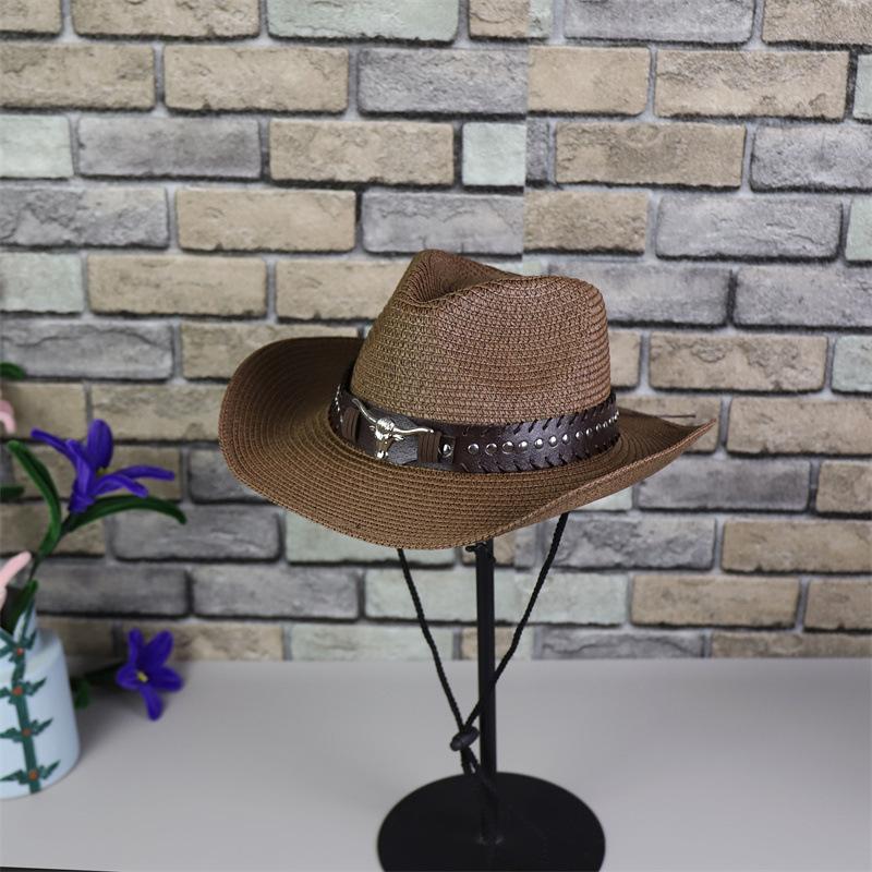 Tibetan hot-selling summer men's and women's versatile western denim straw hat sunshade sunscreen hat new big-brimmed top hat