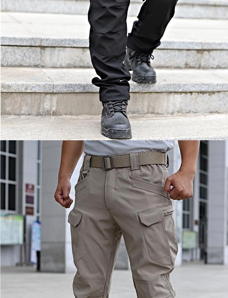 IX7 Men's Camouflage Tactical Pants - Elastic, Wear-Resistant, Soft Shell, Outdoor, Loose Fit for Spring & Autumn