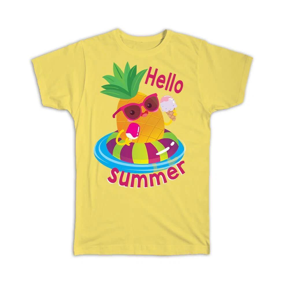 Gift T-Shirt : Funny Pineapple Art Hello Summer Fruit Fruits Lover Kid Child M