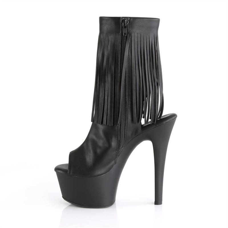 17Cm stretch boots black round head shoes patent leather boots high heel short boots women's boots fashion female display