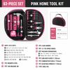 63 Pcs Pink Household Tool Set Women DIY Home Repair Hand Tools Kit Multi Purpose Tool Box Gift Set for Household Maintenance